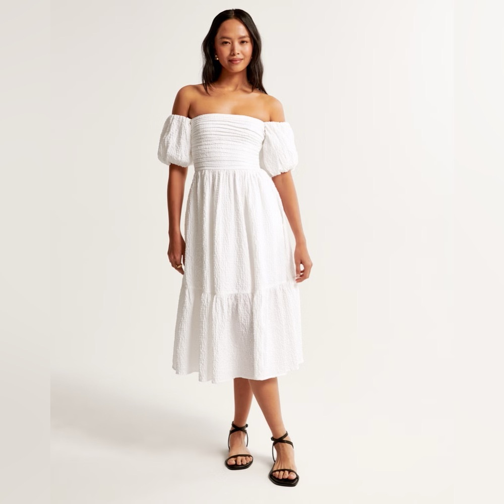 Abercrombie & Fitch White Midi Dress